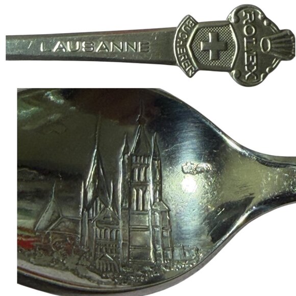 Rolex Lausanne Spoon Pendant In Sterling Silver With Cathedral Engraving - Picture 8 of 8